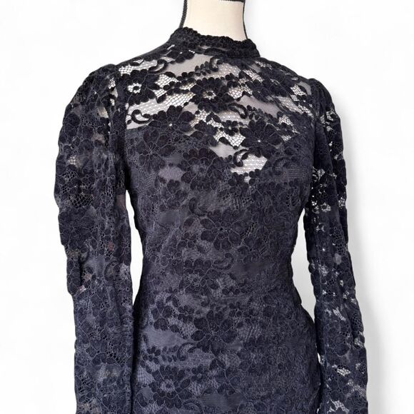 Anthropologie Saylor "Kacey" from Rent the Runway Lace Velvet Mini Dress, M - Picture 3 of 8